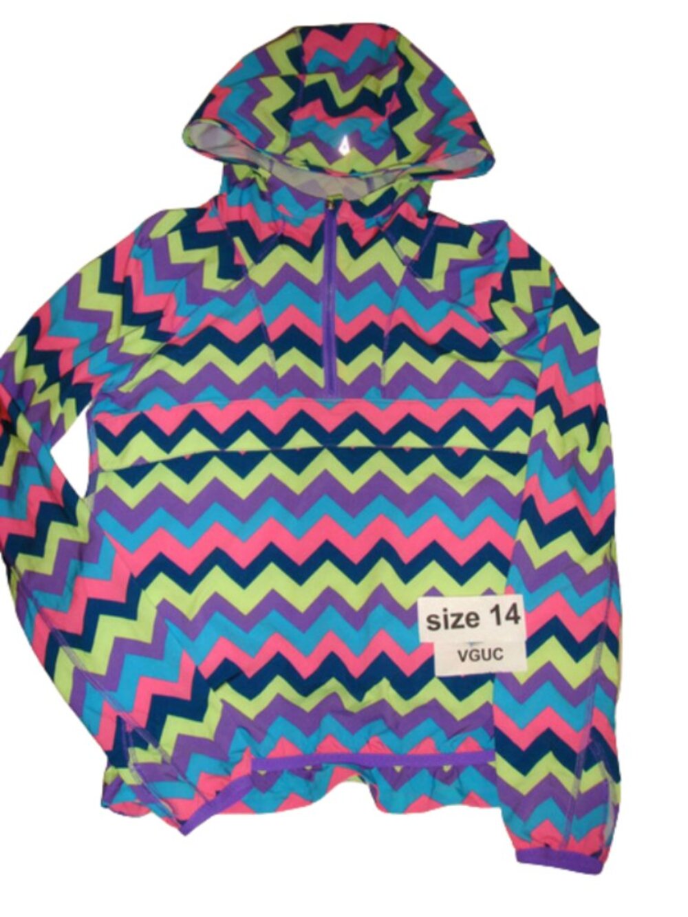 Ivivva Girl by Lululemon 🍋 Jacket windbreaker chevron colourful size 14
